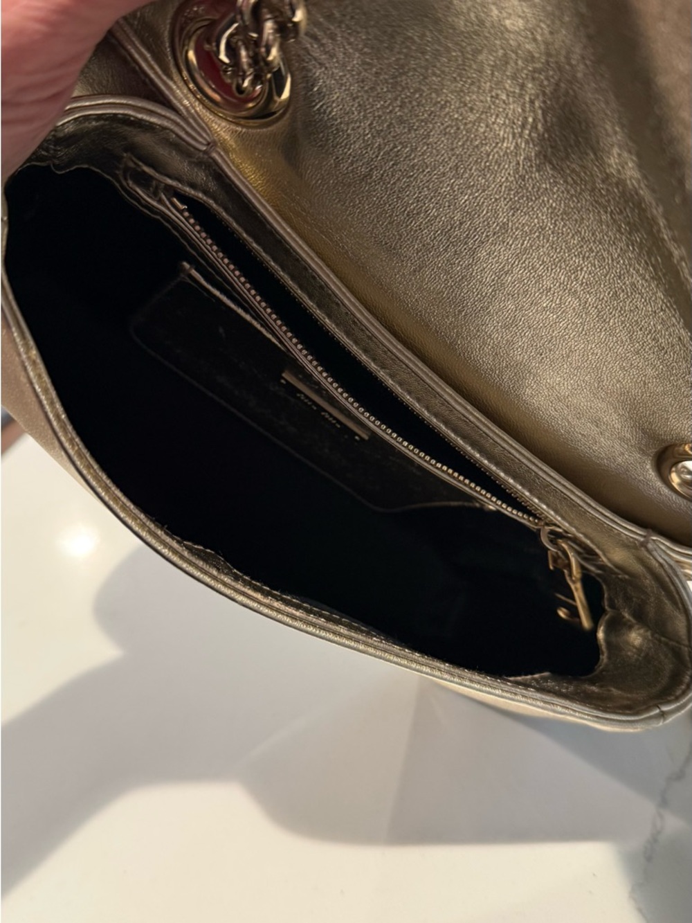 Miu Miu Gold Quilted Leather Shoulder Bag - Picture 6 of 9